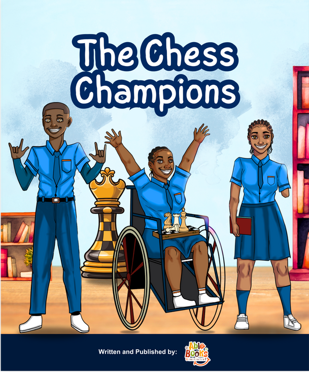 Cover of 'The Chess Champions', showing a girl in jumping in the air